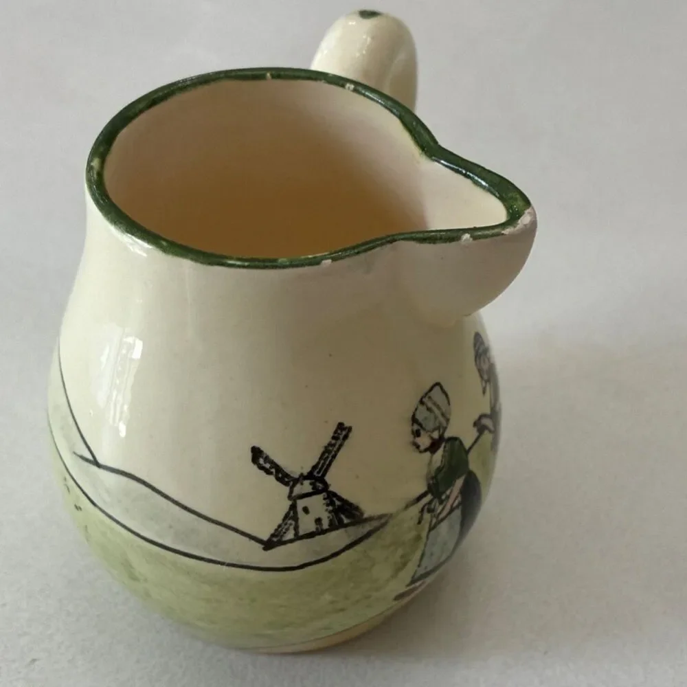 HAAG Ceramic Pitcher 159 Hand Painted Dutch Scene Glossy Austria